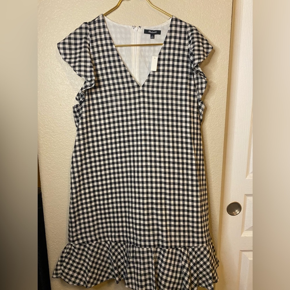 Madewell Black and White Gingham Checkered Sun Dress